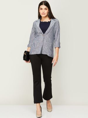 CODE by Lifestyle Striped Cotton Single-Breasted Blazer