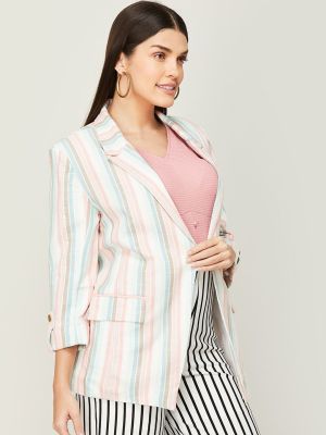 CODE by Lifestyle Women Striped Notched Lapel Single-Breasted Blazer