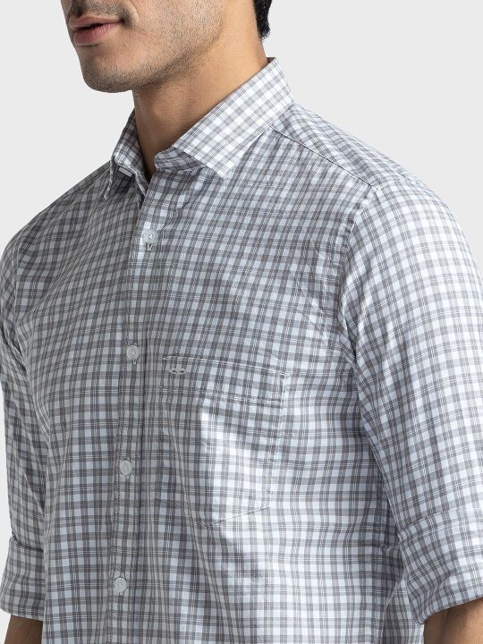 ColorPlus Tailored Fit Micro Checks Checked Pure Cotton Casual Shirt