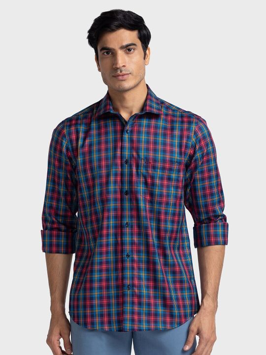 ColorPlus Tartan Checked Tailored Fit Pure Cotton Casual Shirt