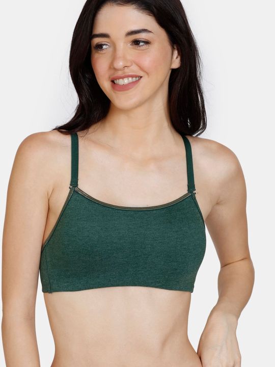 Colour Crazy Padded Non Wired 3/4th Coverage Cami Bra With Hipster Panty - Botanical Garden