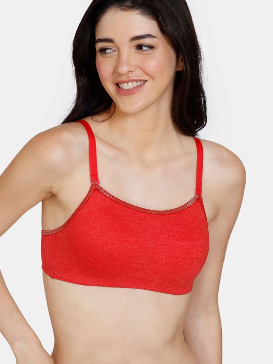 Colour Crazy Padded Non Wired 3/4th Coverage Cami Bra With Hipster Panty - Salsa