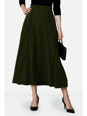 Contrast Tipped Trim Cotton Jersey Skirt (Zapelle)