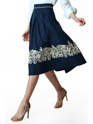 Cord Embroidery Cotton Poplin Full Skirt (Zapelle)