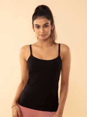 Cotton Camisole slip with in-built Bra - NYC003 Black (Nykd)