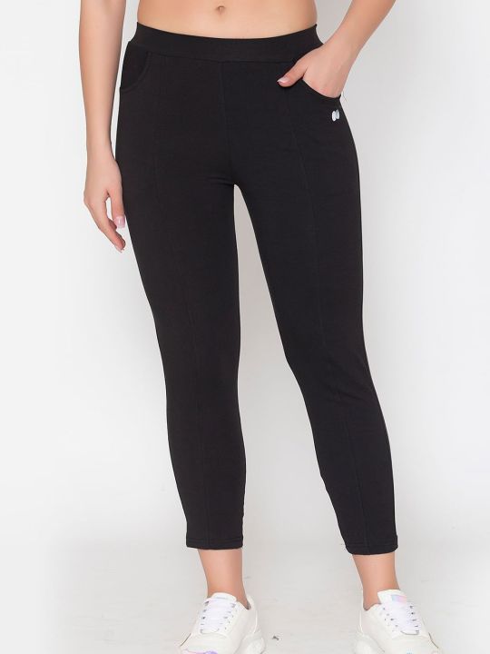 Cotton Gym/Sports Activewear Track Pants In Black