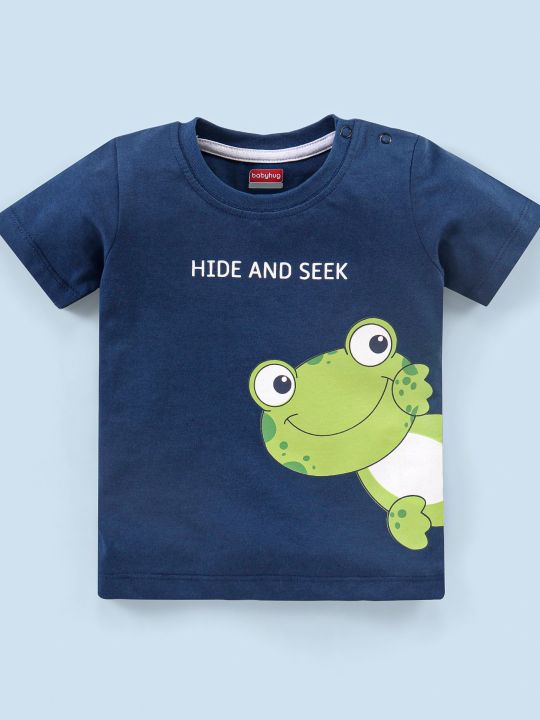 Cotton Half Sleeves T-Shirt & Shorts Frog Print