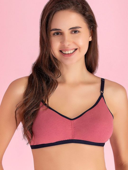 Cotton Padded Non-Wired Teen Bra In Pink