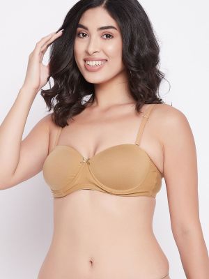 Cotton Padded Underwired Multiway Strapless Balconette T-Shirt Bra With Matching
