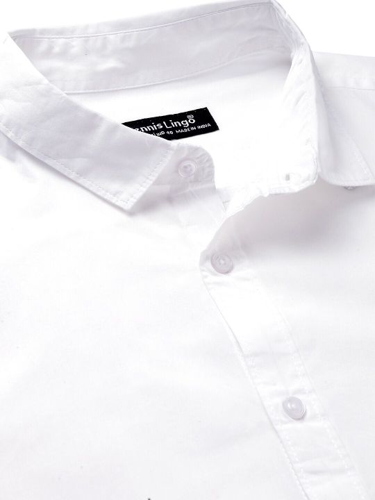 Dennis Lingo Men White Slim Fit Casual Shirt
