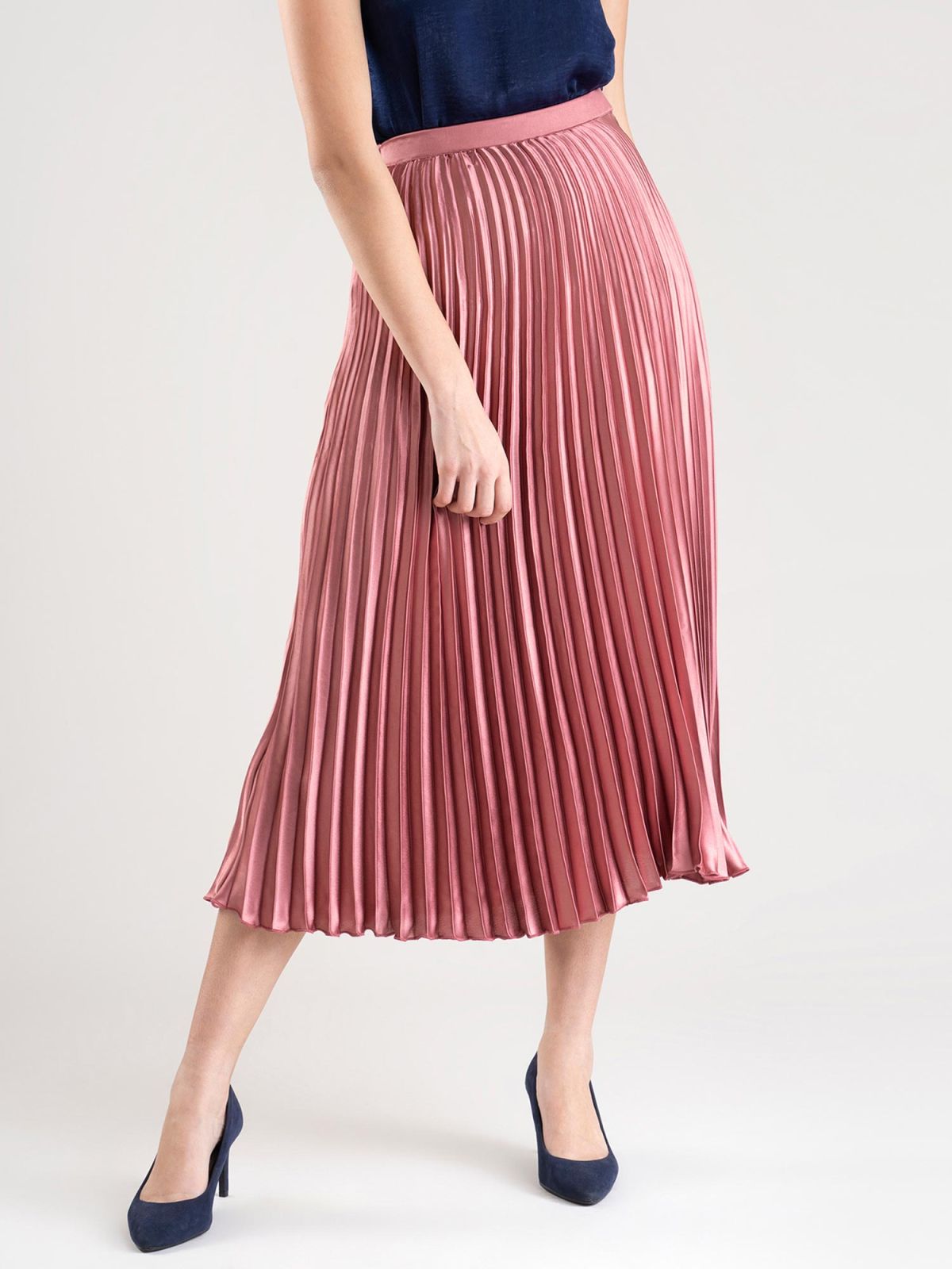 Dusty Pink Accordion Pleated Satin Skirt Fablestreet - noworrydeal