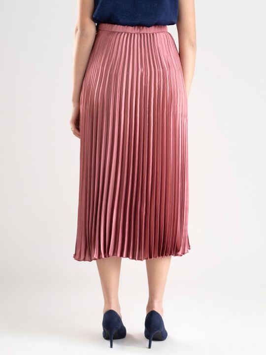Dusty Pink Accordion Pleated Satin Skirt (FableStreet)