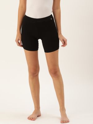 Enamor Women Black Solid Lounge Shorts