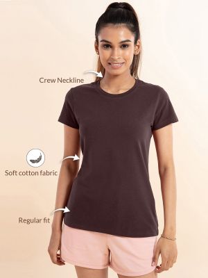 Essential Stretch Cotton Tee In Relaxed Fit , Nykd All Day-NYLE216 - Decadent Chocolate (Nykd)