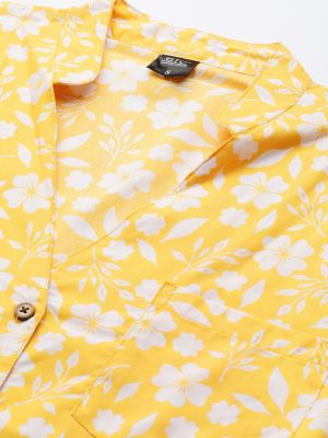 ETC Women Yellow & White Floral Print Shorts Set