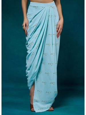 Falak Sky Blue Printed Draped Skirt (Alaya by Stage3)