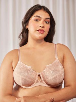 Floral Mesh Underwired Non-Padded Lace Bra - NYB221 Peach (Nykd)