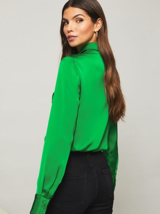 Green Regular Satin Shirt (Lipsy)