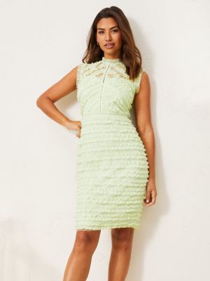 Green Ruffle Mesh Lace Mini Dress (Lipsy)
