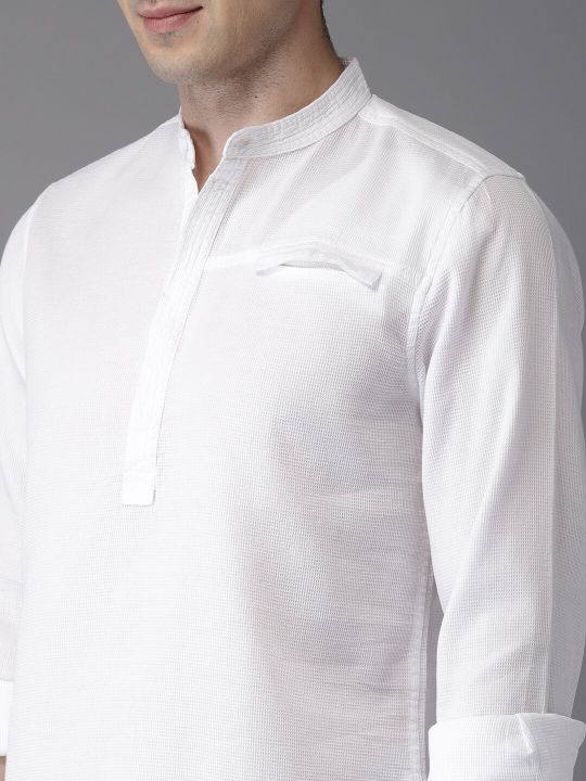 HERE&NOW Men White Regular Fit Solid Sustainable Casual Shirt