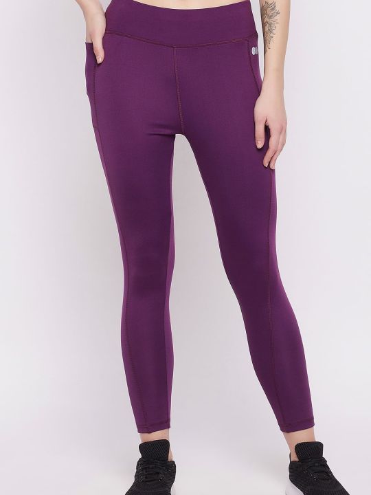 High Rise Active Tights in Violet with Side Pocket