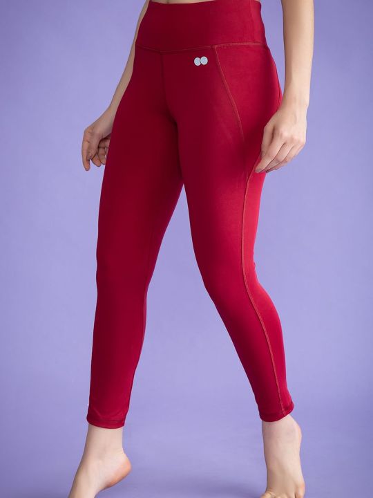 High Rise Activewear Tights in Maroon