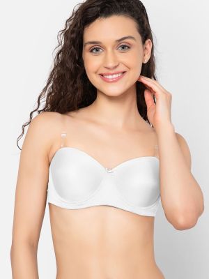 Invisi Padded Underwired Full Cup Strapless Balconette in White with Transparent Straps & Band