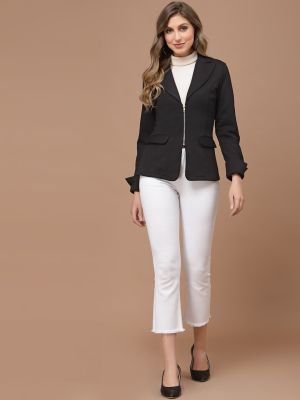 KASSUALLY Women Notched Lapel Collar Single-Breasted Blazer