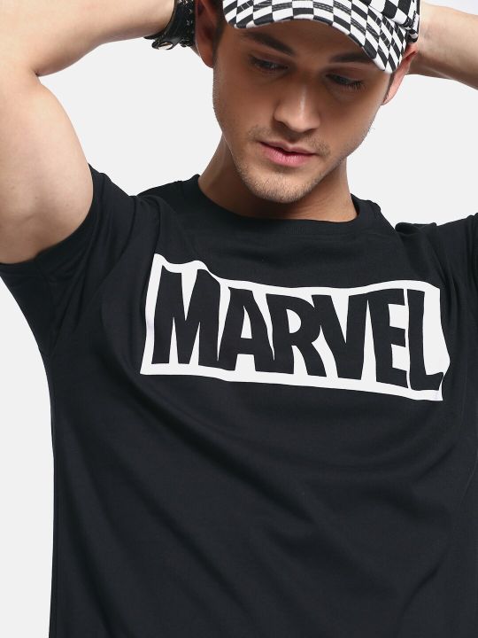 Kook N Keech Marvel Men Black Marvel Printed Round Neck Pure Cotton T-shirt