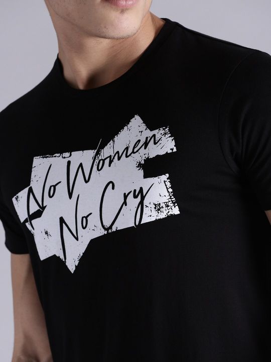 Kook N Keech Men Black Printed Round Neck T-shirt