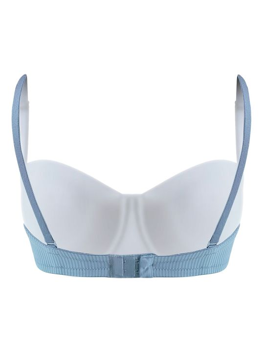 Level 2 Push-Up Underwired Full Cup Multiway Striped Balconette Bra in Powder Blue