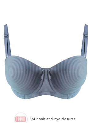 Level 2 Push-Up Underwired Full Cup Multiway Striped Balconette Bra in Powder Blue