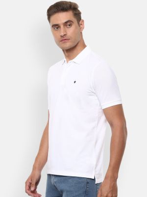 Louis Philippe Men White Polo Collar T-shirt