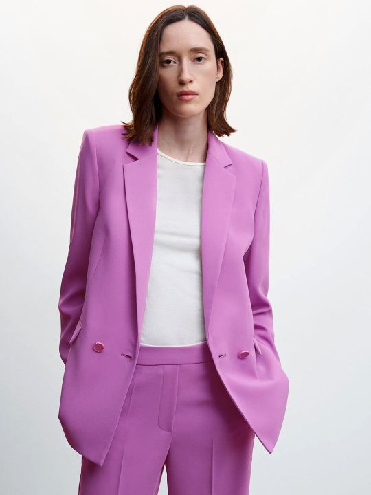 MANGO Sustainable Oversized Fit Solid Formal Blazer