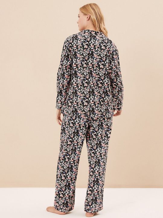 Marks & Spencer Women Floral Printed Pure Cotton Night Suit