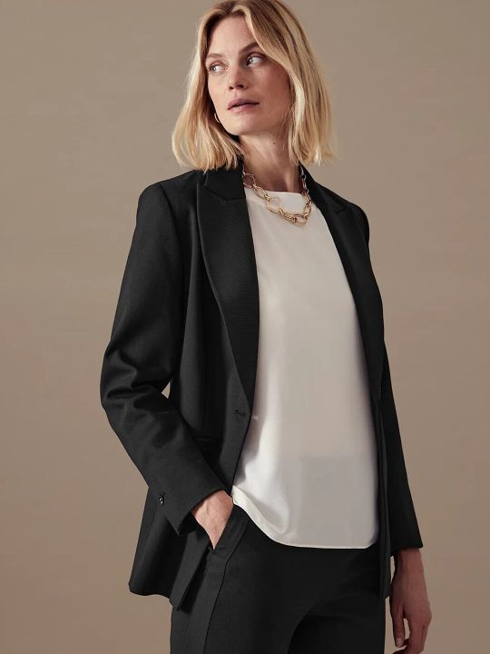 Marks & Spencer Women Notched Lapel Single-Breasted Blazer