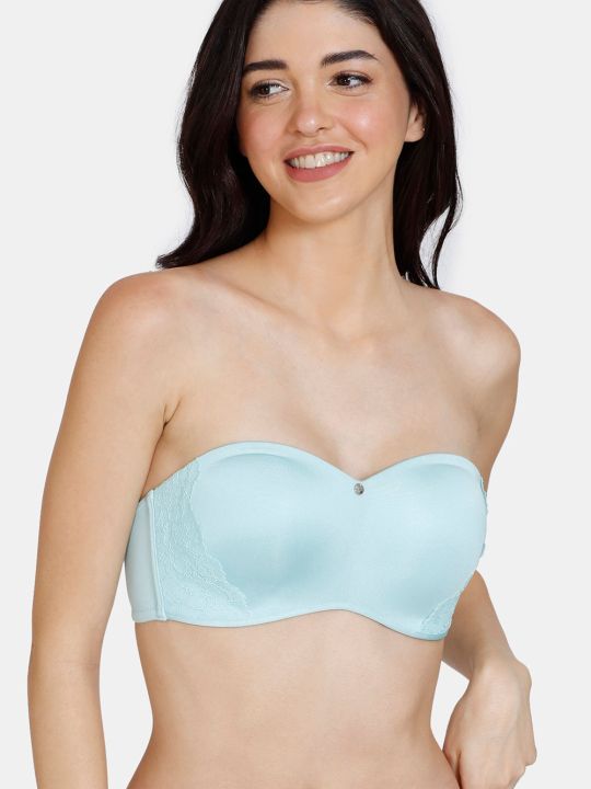 Marshmallow Padded Non Wired 3/4th Coverage Strapless Bra With Bikini Panty - Plume