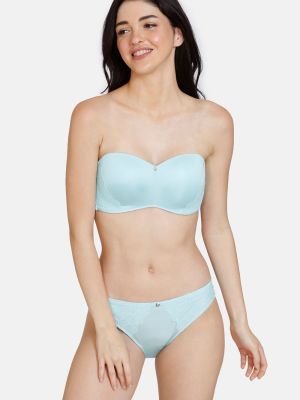 Marshmallow Padded Non Wired 3/4th Coverage Strapless Bra With Bikini Panty - Plume