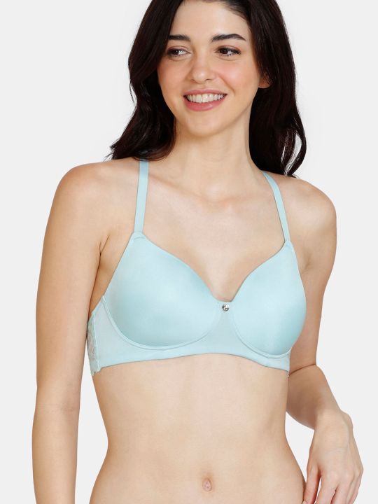 Marshmallow Padded Non Wired 3/4th Coverage T-Shirt Bra With Bikini Panty - Plume