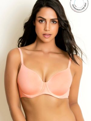 Marshmallow Padded Wired 3/4th Coverage T-Shirt Bra - Peach Pearl