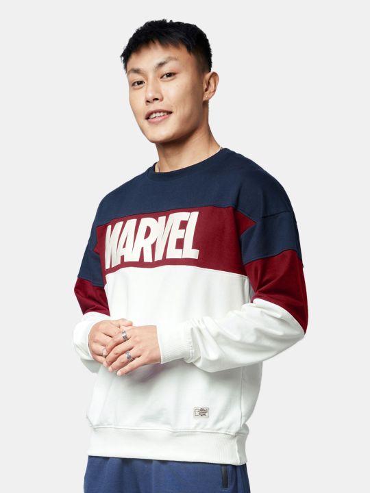 Marvel - Classic Logo Cotton Men Oversized Sweatshirt (The Souled Store)