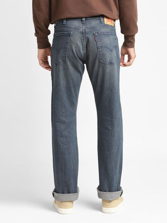 Men 517 Solid Blue Slim Bootcut Jeans (Levi's)
