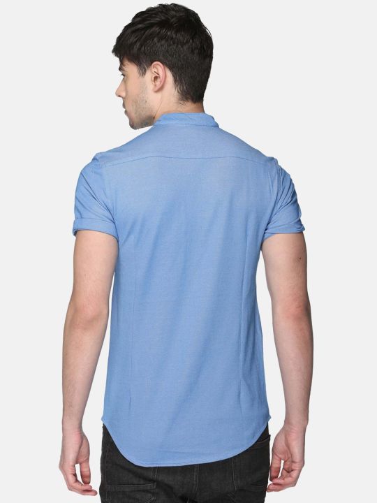 Men Blue Regular Fit Solid Casual Shirt (Club York)