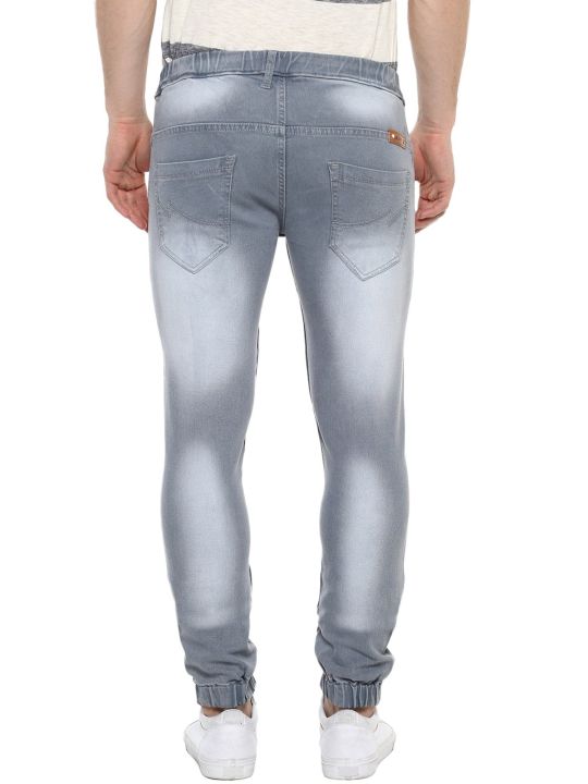 Men Light Grey Slim Fit Stretch Jogger Jeans (Urbano Fashion)