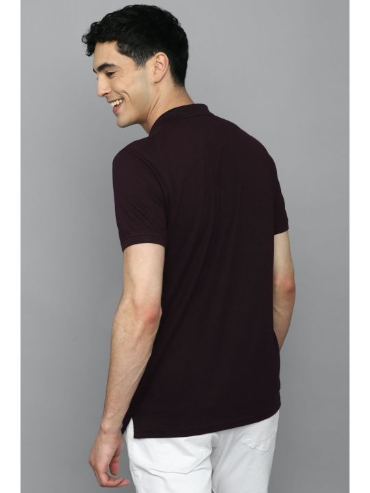 Men Maroon Solid Polo Neck T-shirt (Louis Philippe)