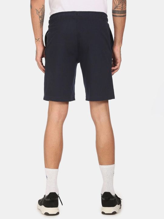 Men Navy I670 Comfort Fit Solid Cotton Polyester Shorts (U.S. POLO ASSN.)