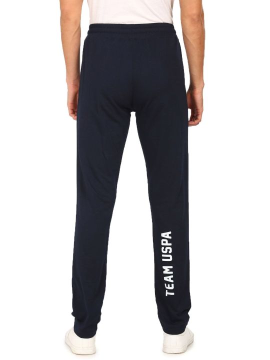 Men Navy Iyao Comfort Fit Solid Cotton Polyester Track Pant (U.S. POLO ASSN.)
