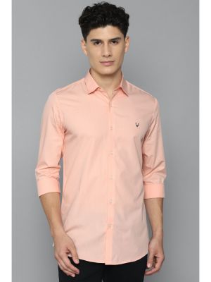 Men Peach Slim Fit Solid Full Sleeves Casual Shirt (Allen Solly)