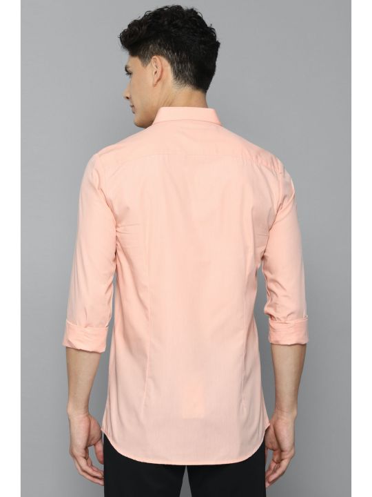 Men Peach Slim Fit Solid Full Sleeves Casual Shirt (Allen Solly)