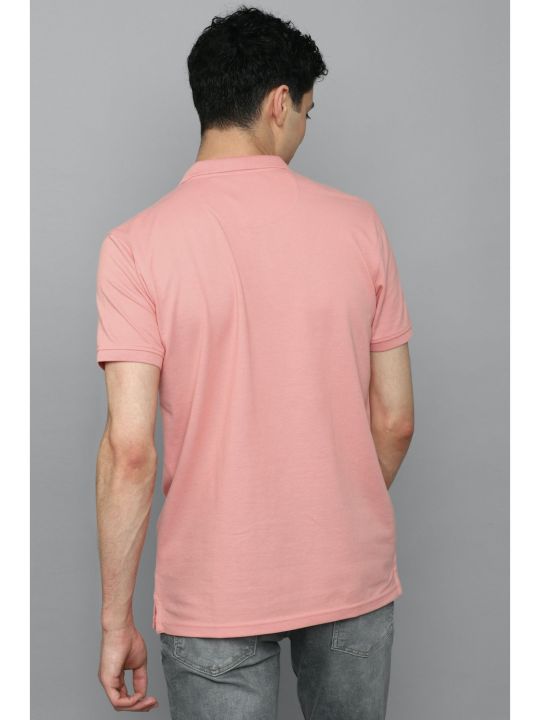 Men Pink Solid Polo Neck T-shirt (Louis Philippe)